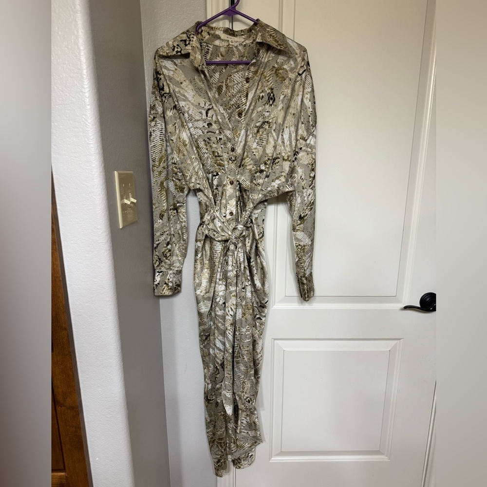 MABLE Beige and Brown Snakeskin Dress